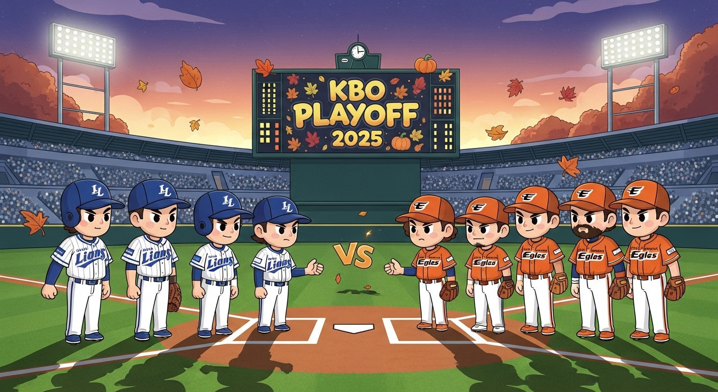 삼성, 한화 선수단이 도열해 있는 일러스트