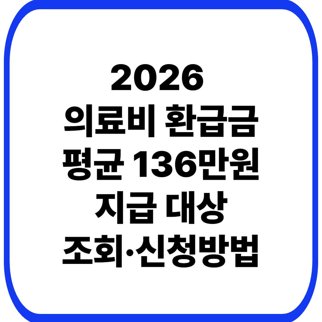 2026 의료비 환급금 평균 136만원｜지급 대상&middot;조회&middot;신청방법