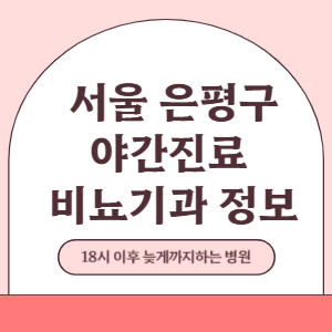 서울 은평구 야간진료 비뇨기과 병원 (18시 이후 늦게까지하는 병원)