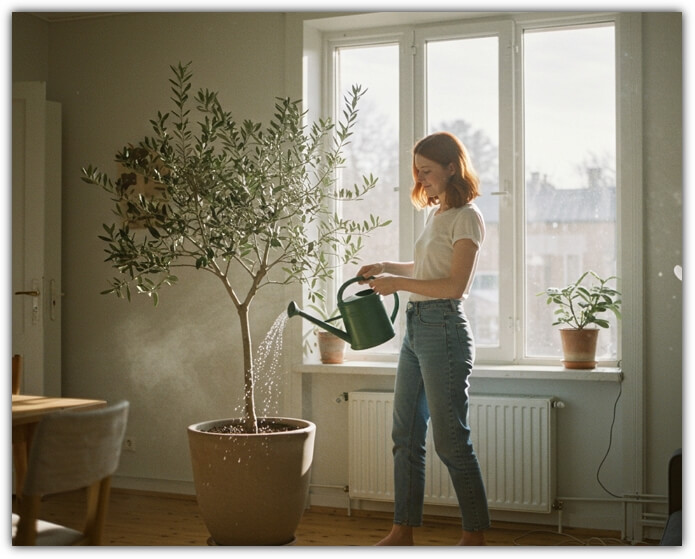 올리브나무 물주기