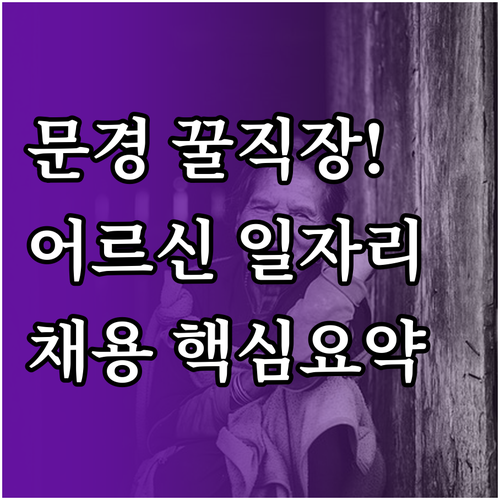 문경시 어르신 일자리 신청 방법 및 ..
