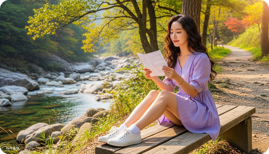 청춘의 편지를 떠올리는 여주인공