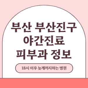부산 부산진구 야간진료 피부과 병원 (18시 이후 늦게까지하는 병원)