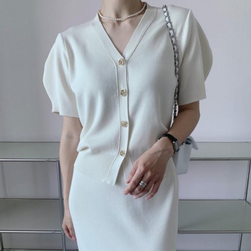 여름니트투피스 반팔 니트 스커트 투피스 세트