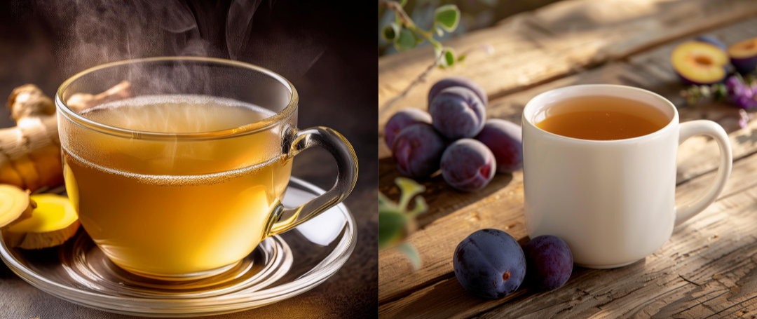 속이 더부룩할 때 마시면 좋은 생강차와 매실차, 봄철 소화불량에 좋은 따뜻한 차 종류