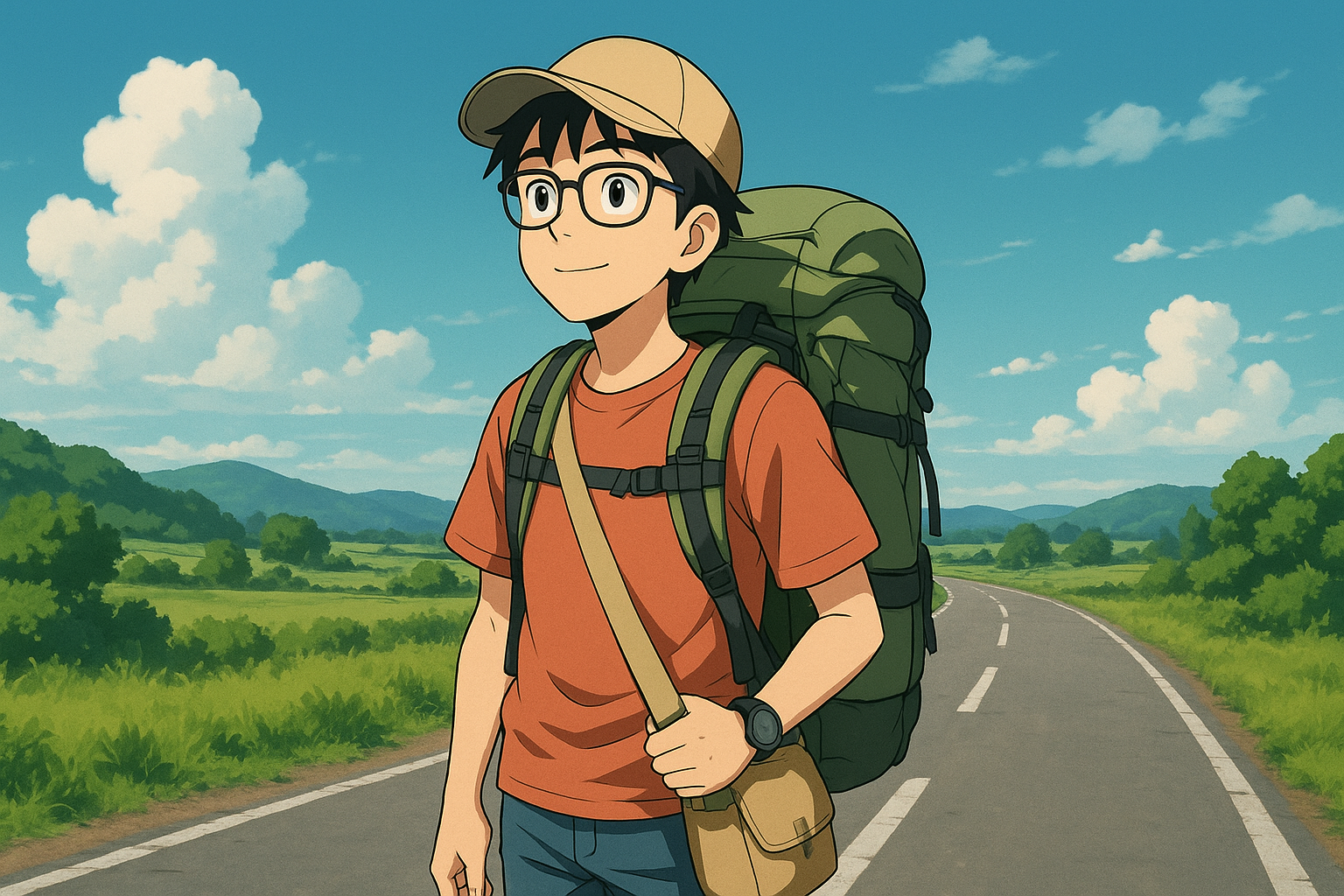 학생이 세계일주를 하기 위해 출발하는 사진입니다.