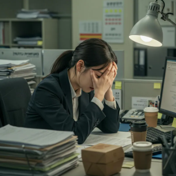 수면-무호흡증으로-낮시간-졸림-증상을-보이는-여성의-이미지