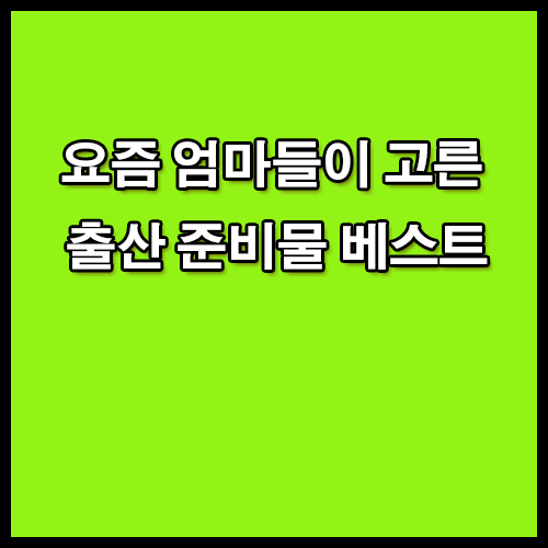 요즘 엄마들이 고른 출산 준비물 베스트
