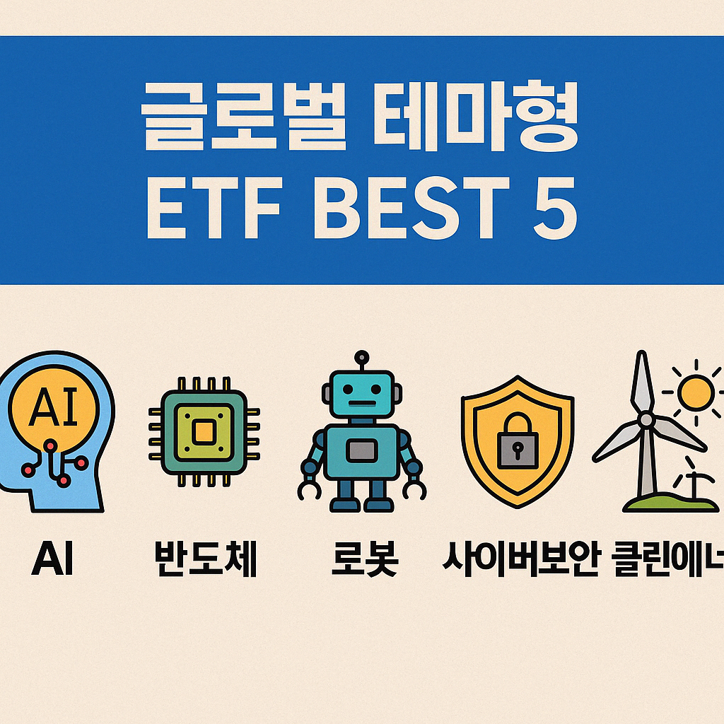 AI, 반도체, 로봇, 사이버보안, 클린에너지 예시 이미지