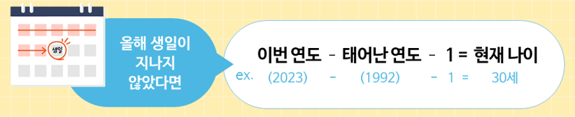 만나이 계산법(생일전)