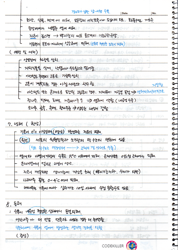 열해, 냉해, 동해