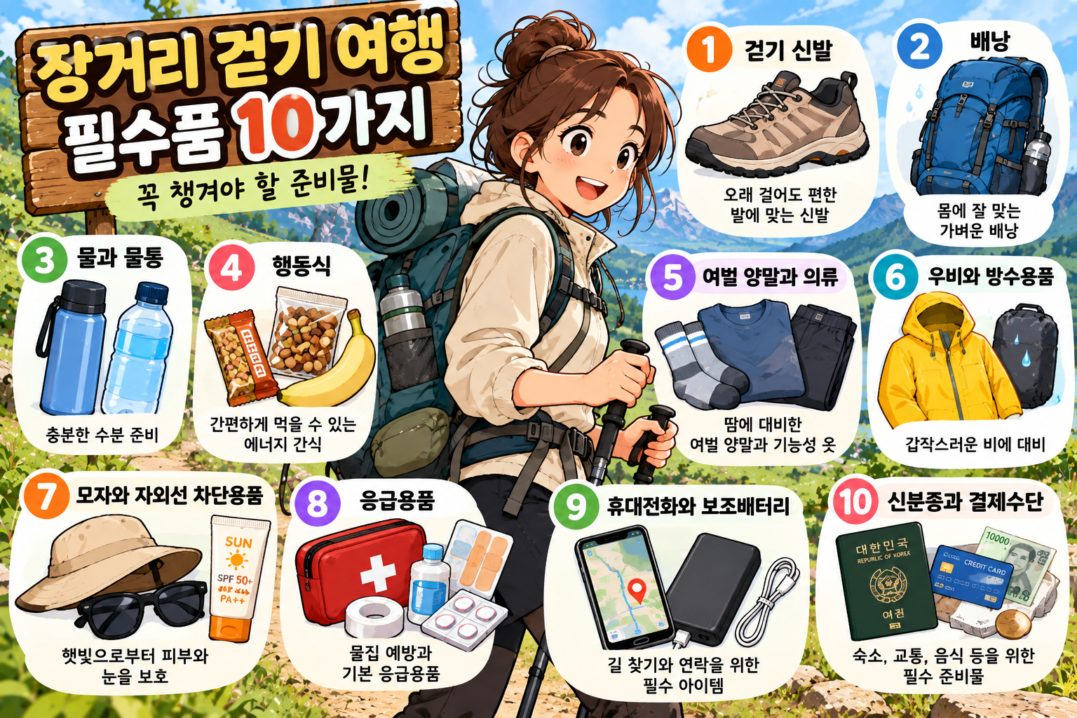 장거리 걷기 여행 필수품 10가지