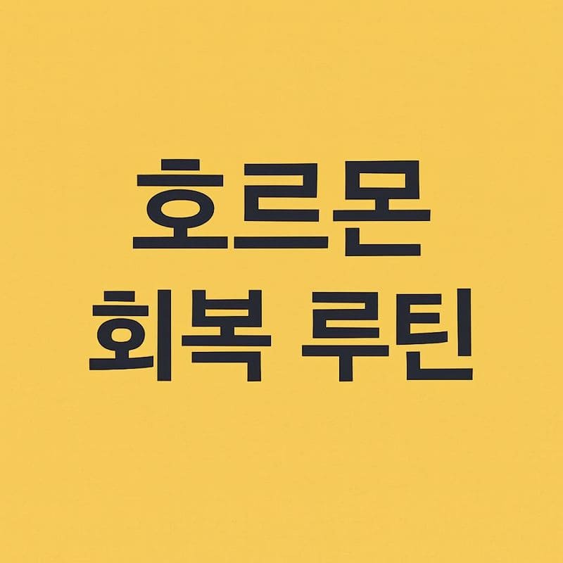 남녀 공통 호르몬 회복 루틴