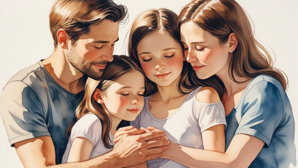 INFJ 부모는 아이를 깊이 사랑합니다. 그 사랑은 단지 보살핌에 머물지 않고, 마음을 읽고, 감정을 느끼고, 말 없는 신호까지도 헤아리는 연결로 표현됩니다에 관한 그림