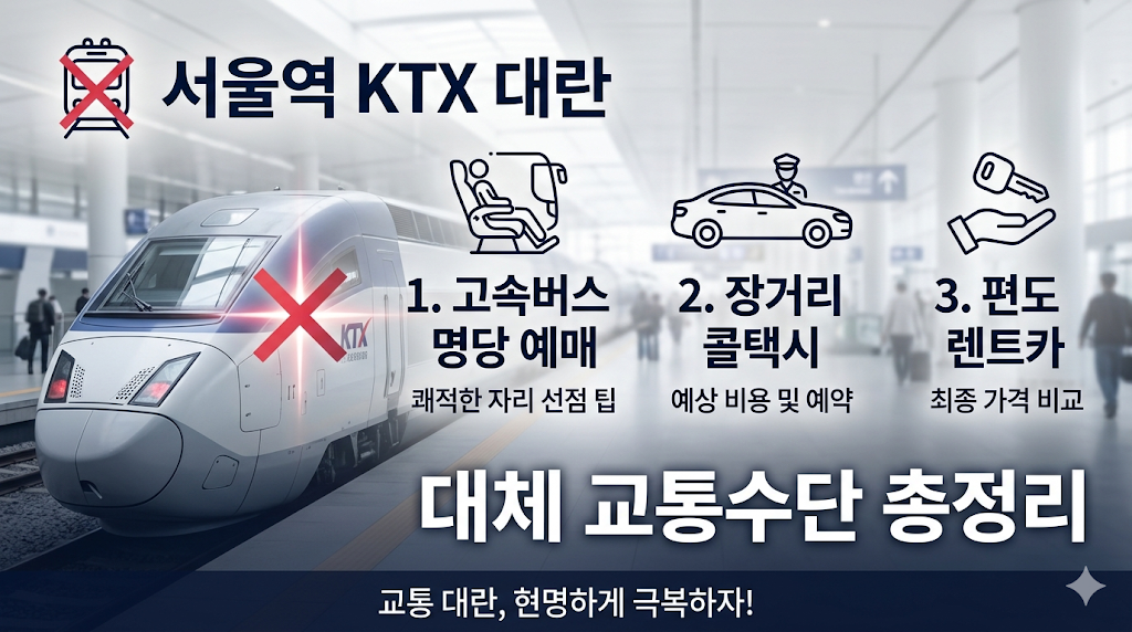 서울역 KTX 대란 대체 교통수단 총정리: 고속버스 명당 예매부터 장거리 콜택시&middot;편도 렌트카 비용 최종 비교