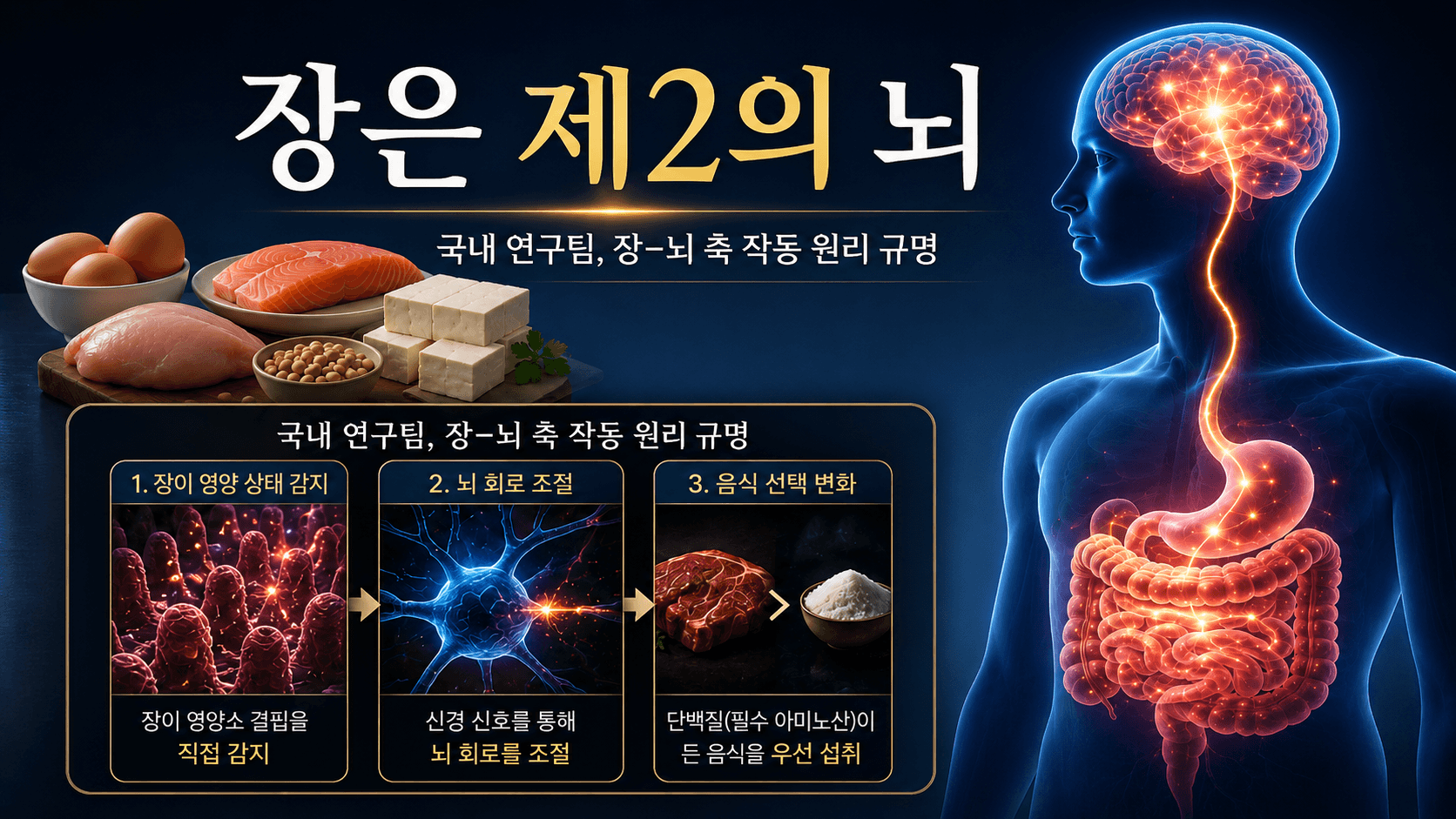단백질 부족할 때 고기가 당기는 이유, 장-뇌 축이 작동했다