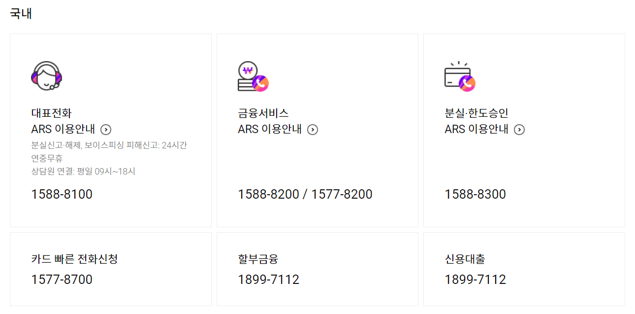 롯데카드 고객센터 전화번호
