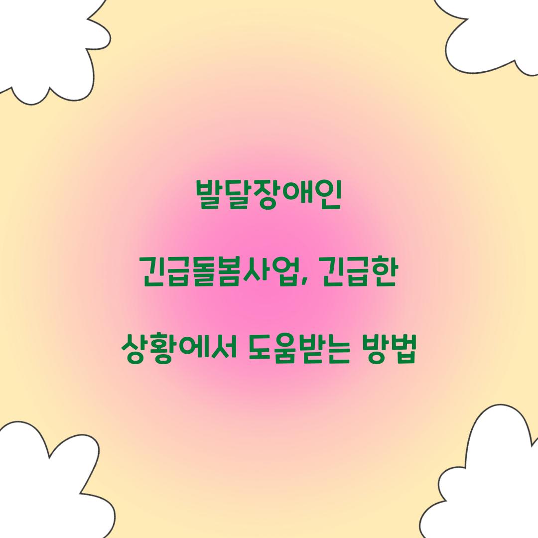 발달장애인 긴급돌봄사업
