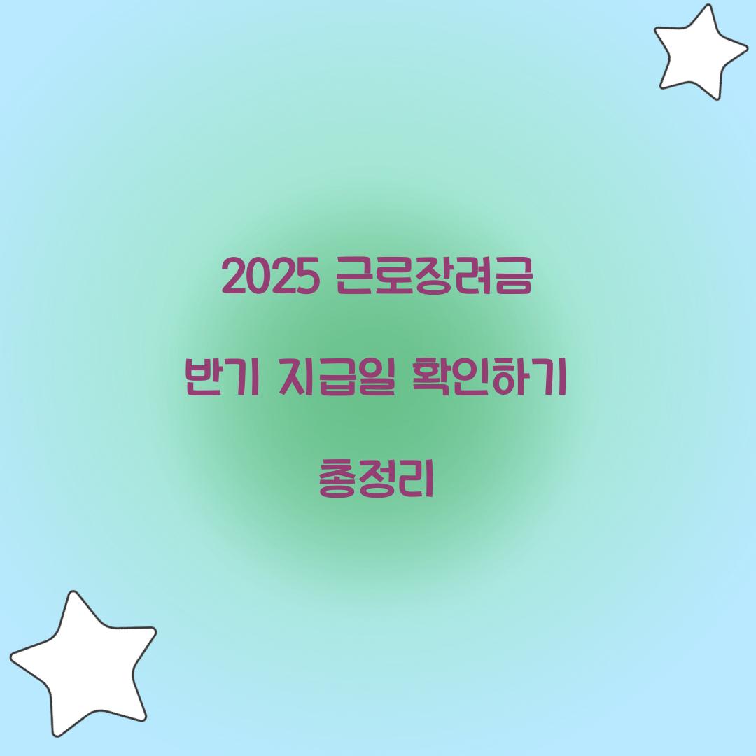 2025 근로장려금 반기 지급일