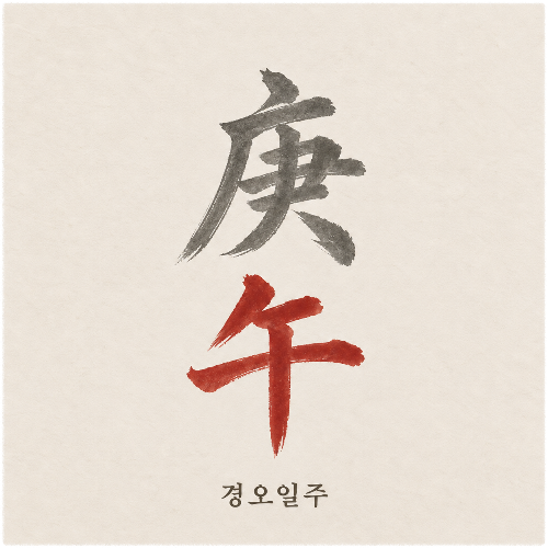 경오일주 庚午 오행색 캘리그래피