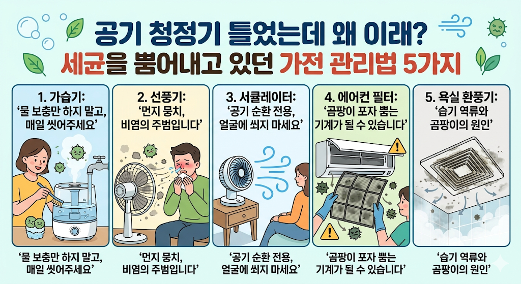세균을 뿜어내고 있던 가전 관리법 5가지