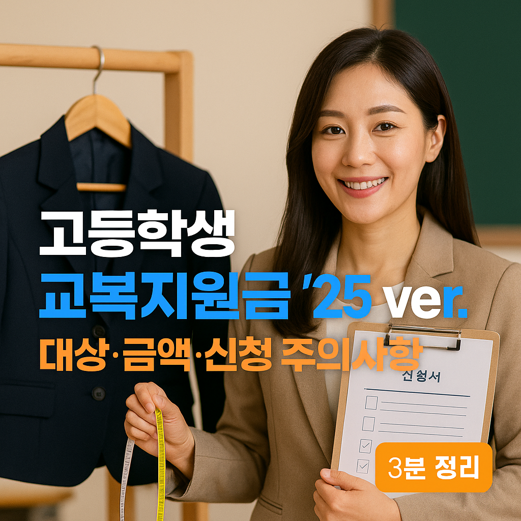 고등학생 교복지원금 &rsquo;25 ver. &ndash; 대상&middot;금액&middot;신청 주의사항