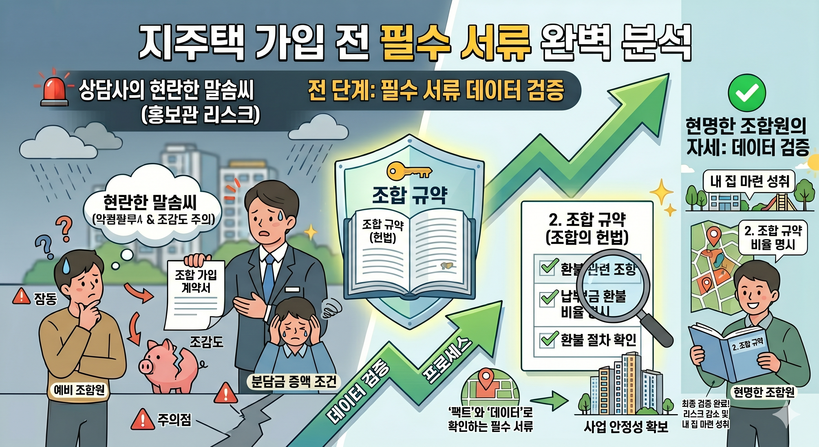 토지사용권원 확보율 , 조합 규약, 사업성 검토 보고서, 업무 대행 계약서, 토지 매매계약서