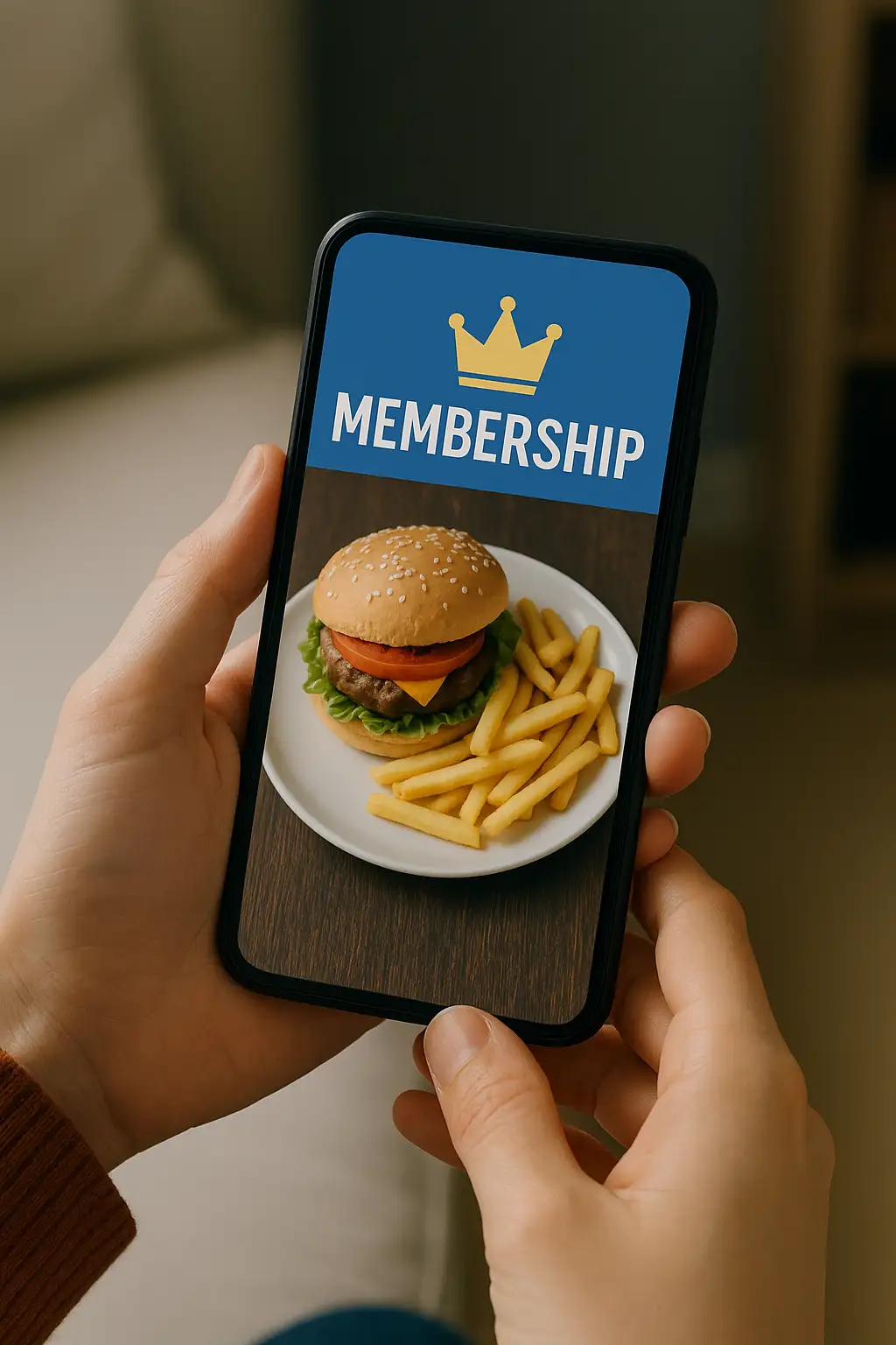 배달앱-멤버십-혜택을-확인하는-사람의-스마트폰-화면에-음식-이미지가-보이며-실제-할인과-혜택이-얼마나-이득인지-고민하는-상황을-표현한-이미지