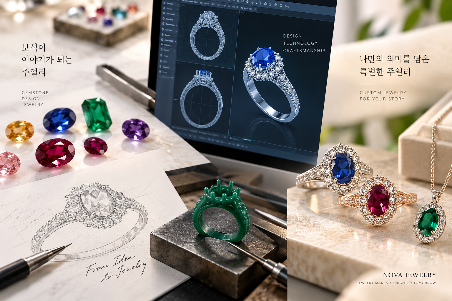 유색보석과 CAD 설계로 제작하는 커스텀 주얼리 과정