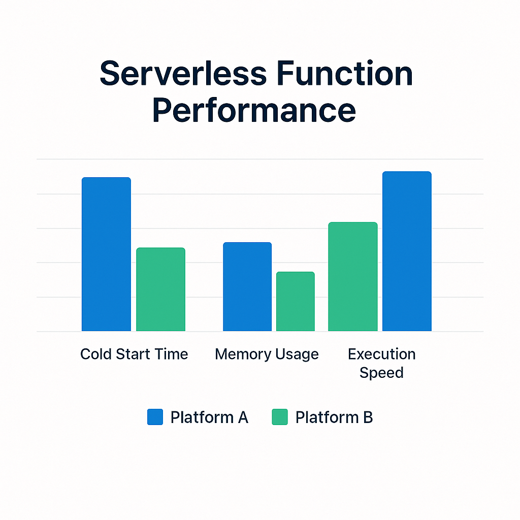 Vercel과 Netlify 서버리스 함수 성능 비교 차트 - 콜드스타트 시간 및 메모리 사용량