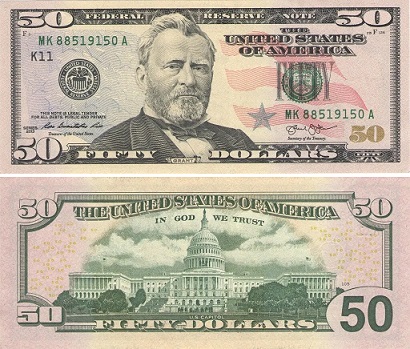 $50 지폐 앞뒷면 모습