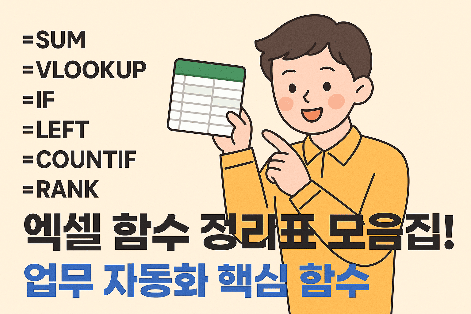 엑셀 함수 정리표 모음집! 업무 자동화 핵심 함수