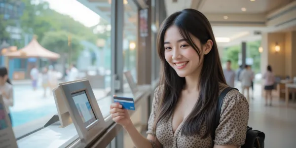 하이원리조트 워터파크에서 카드 할인 이용하는 모습