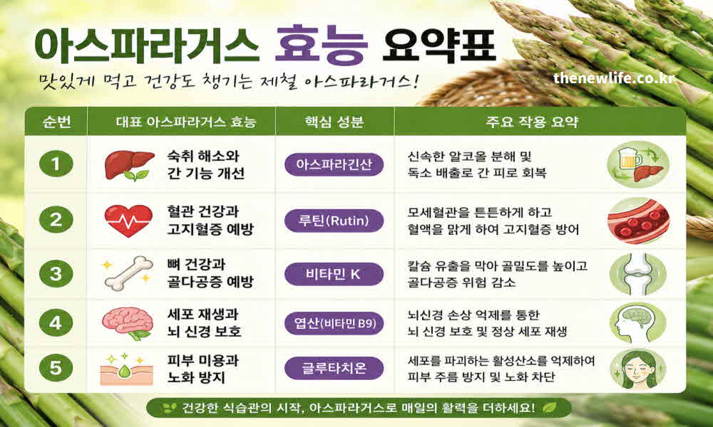아스파라거스 효능 요약표