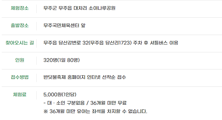 무주 반딧불축제 프로그램