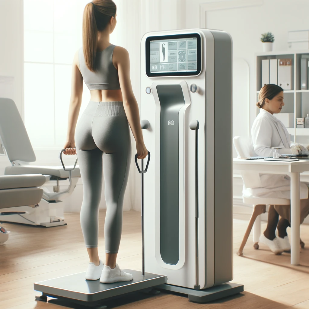 인바디 측정하는 여성의 이미지