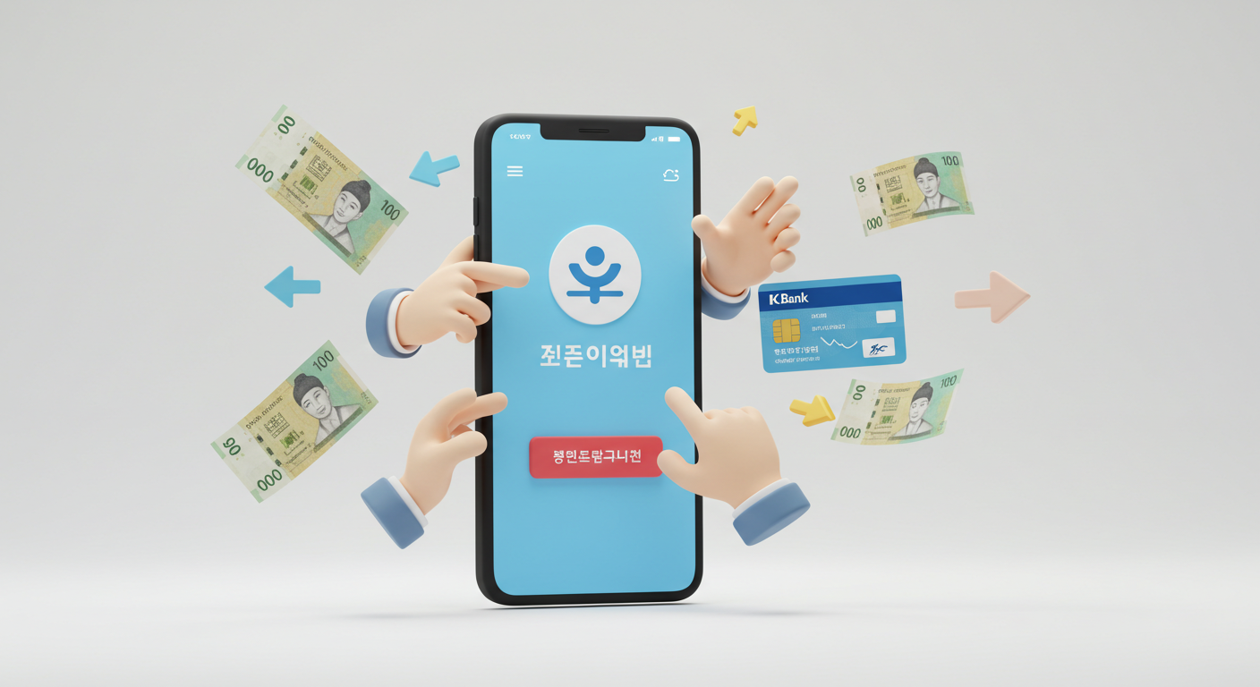 케이뱅크 앱을 통해 민생회복 소비쿠폰을 쉽고 빠르게 신청하는 모습