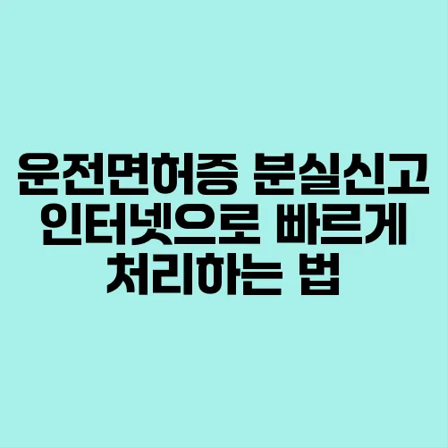 운전면허증 분실신고 인터넷으로 빠르게 처리하는 법