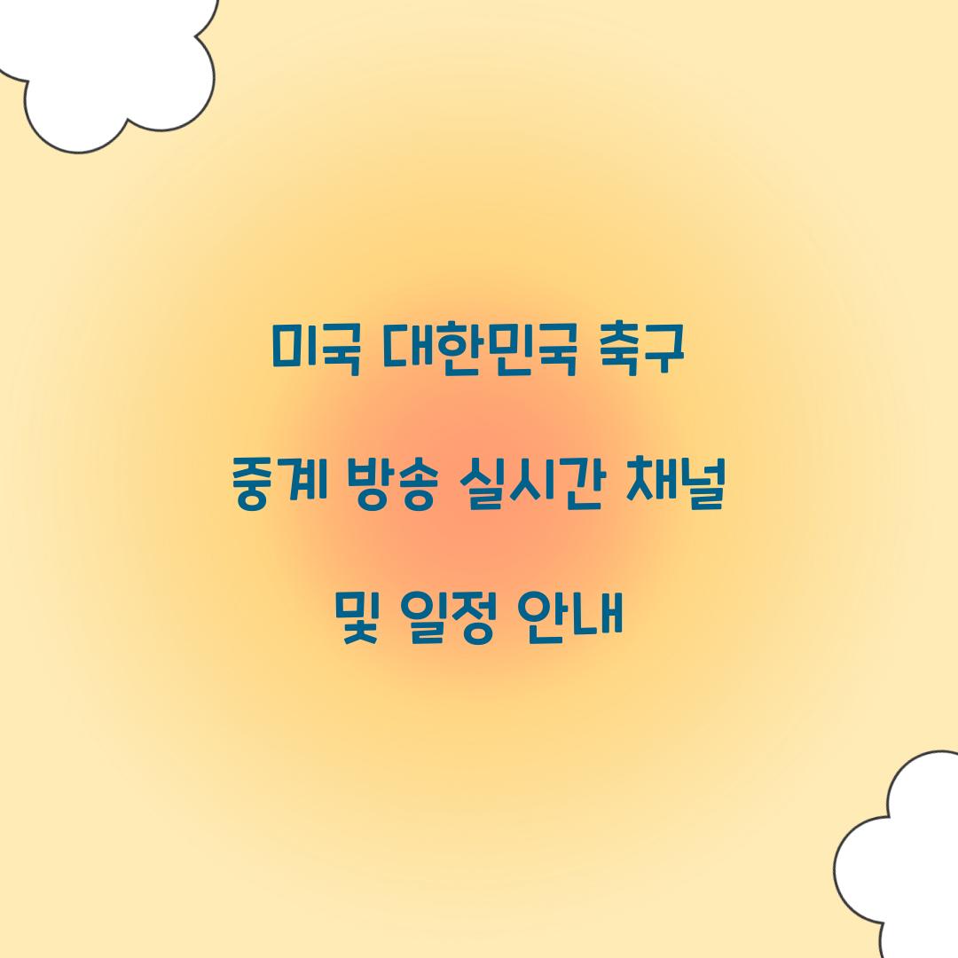 미국 대한민국 축구 중계 방송