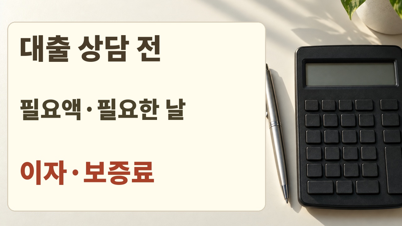 상담 전 필요액과 필요일, 적용 이자와 보증료를 확인하는 메모