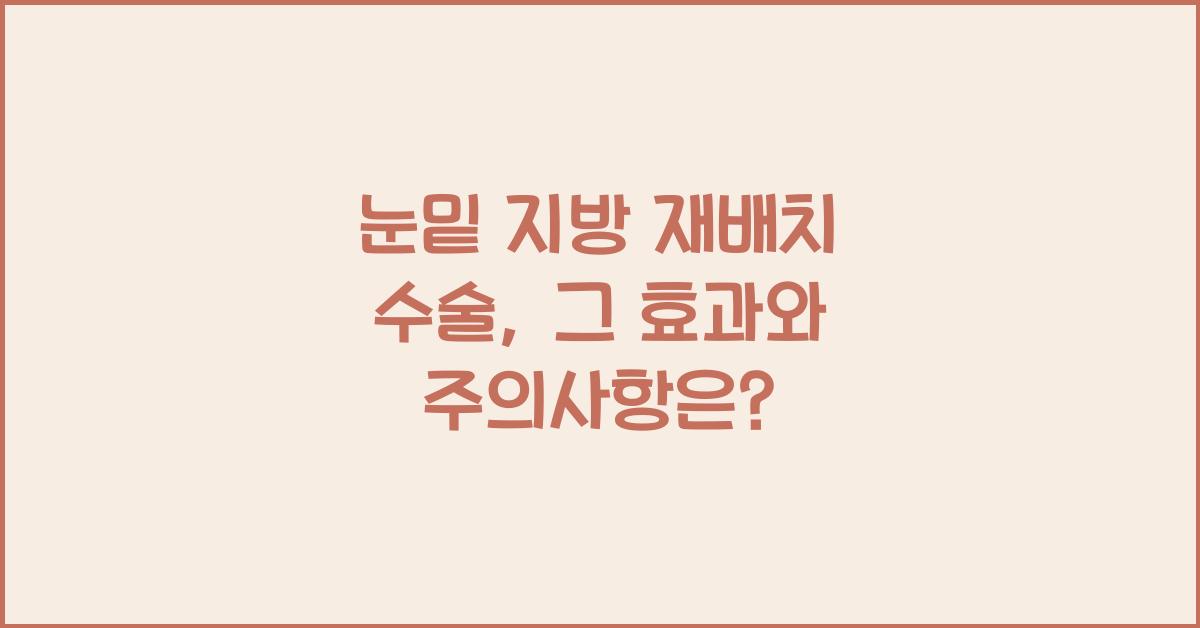 눈밑 지방 재배치 수술