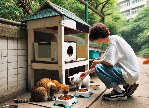 길고양이 돌보는 그림