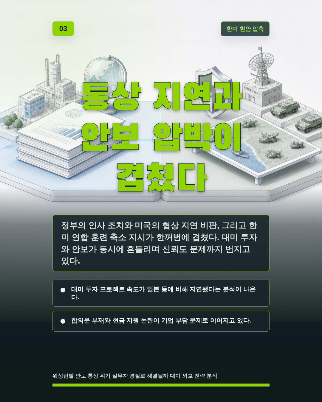 통상 지연과 안보 압박이 겹쳤다