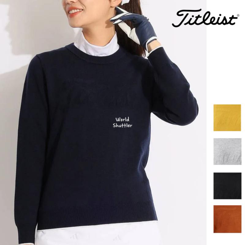 22FW 타이틀리스트 아울렛 여성골프웨어 골프니트 로고 라운드넥