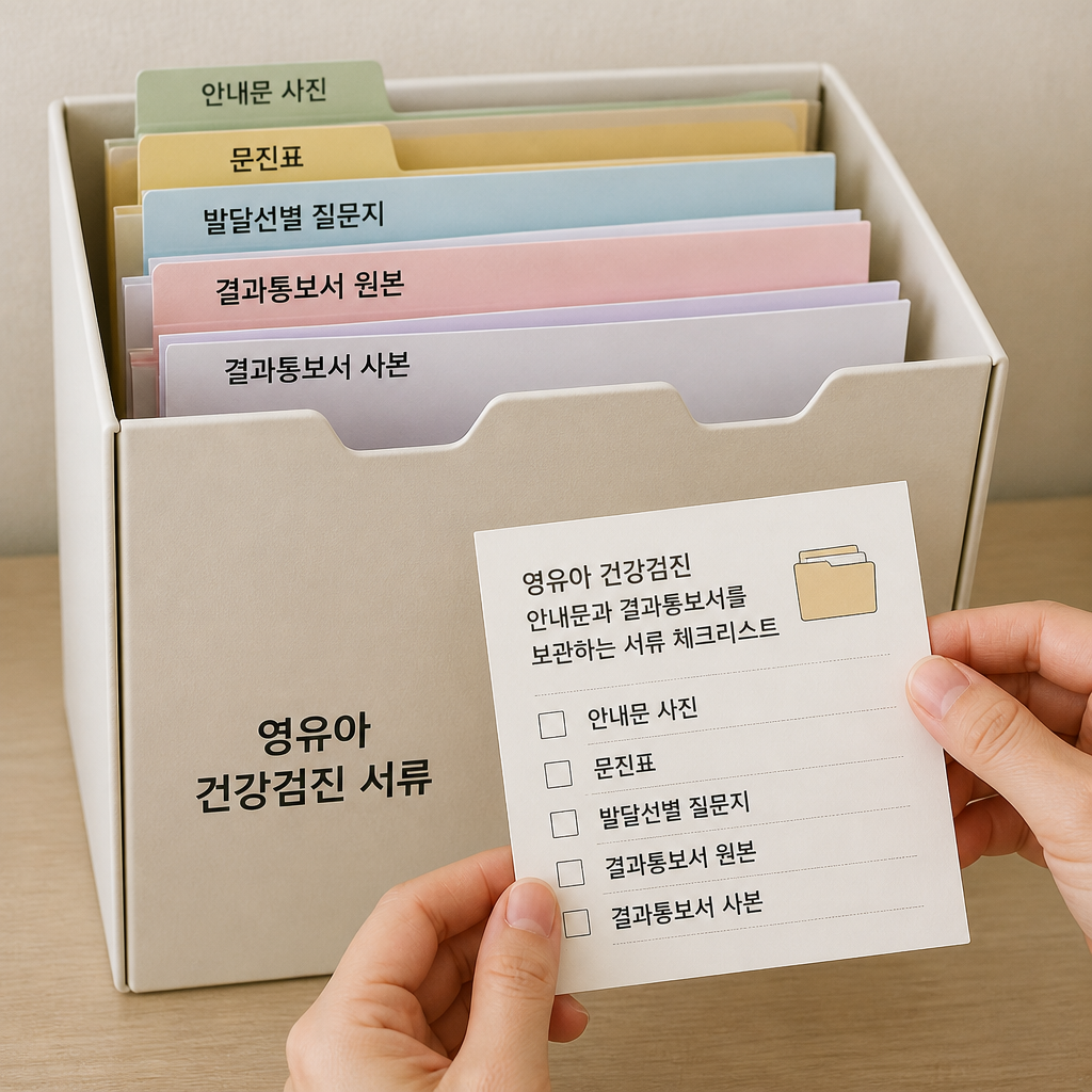 영유아 건강검진 안내문과 결과통보서를 보관하는 서류 체크리스트
