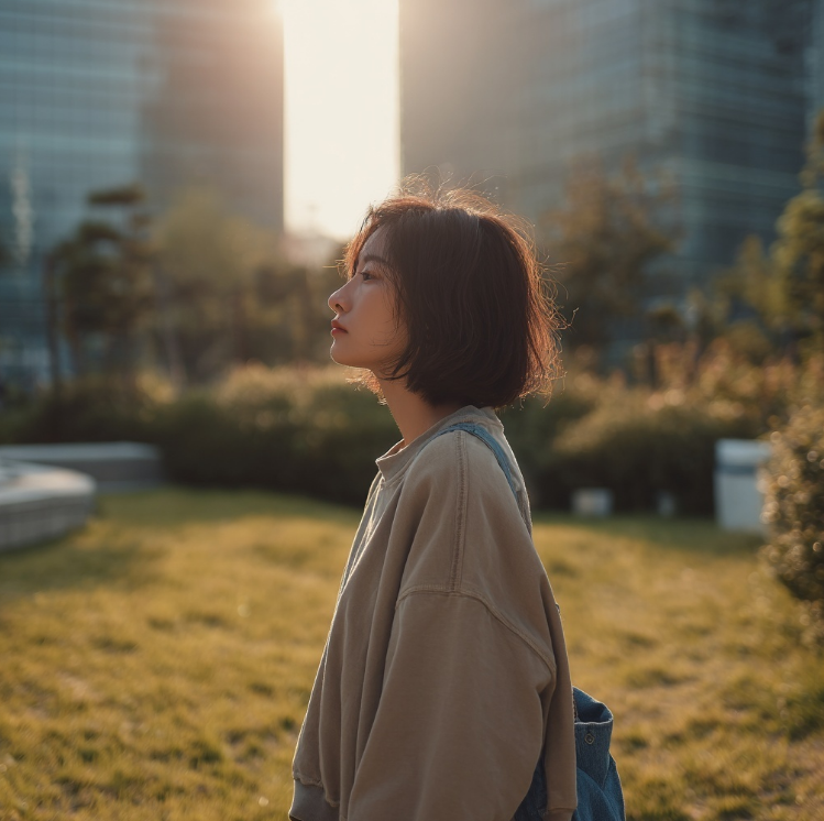 퇴근후 건강산책을 하는 여성