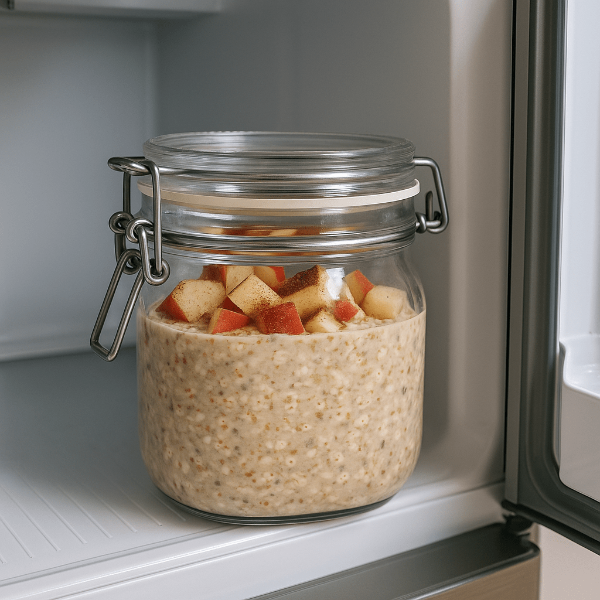 사과와 오트밀로 만든 오버나이트 오트밀