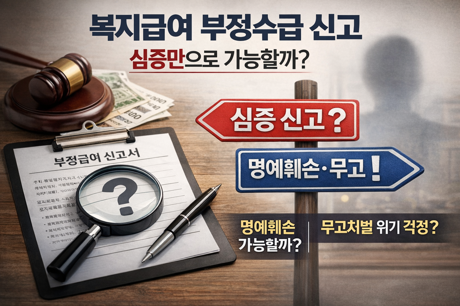복지급여 부정수급 신고, 심증만으로 가능할까? 명예훼손·무고 걱정까지 정리