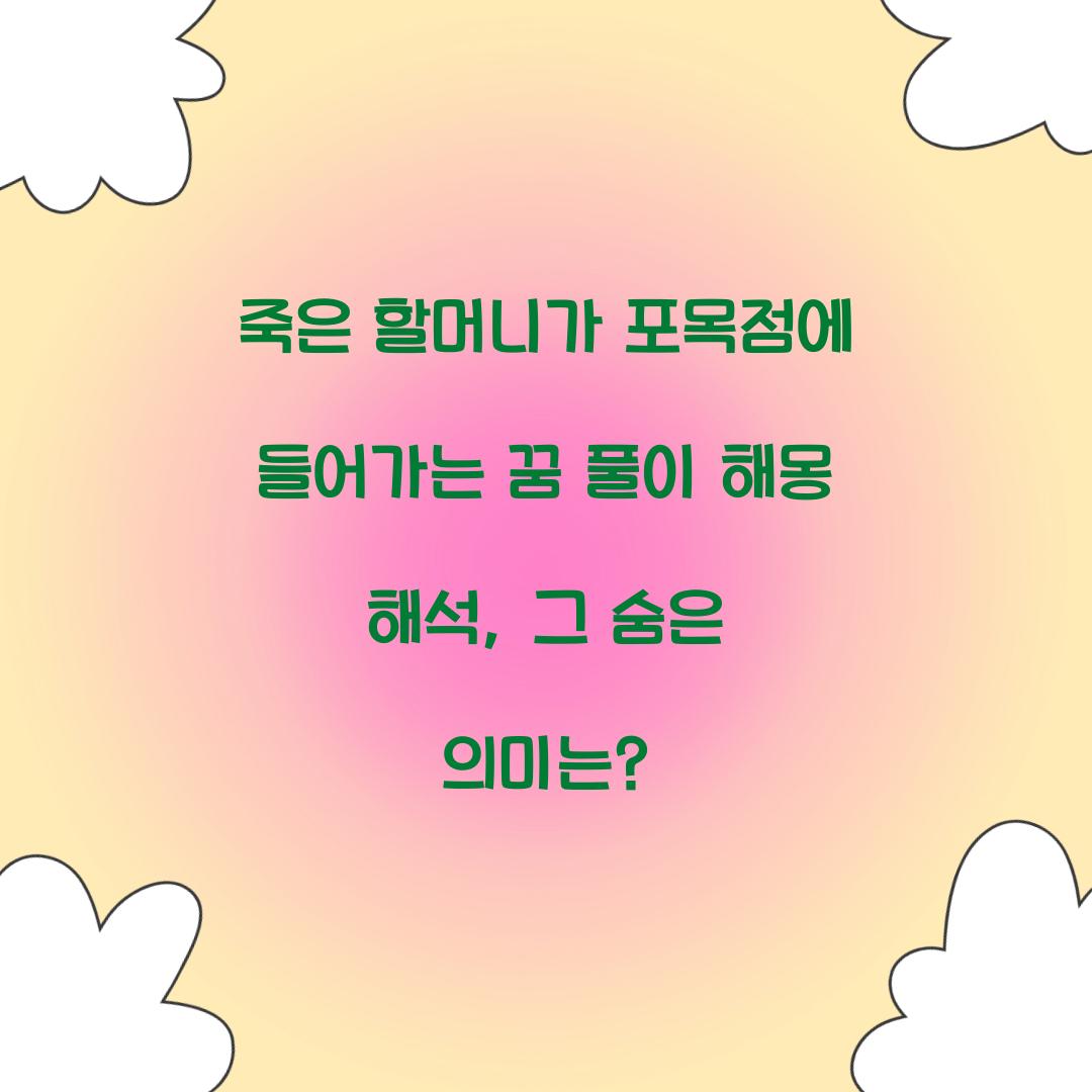 죽은 할머니가 포목점에 들어가는 꿈 풀이 해몽 해석