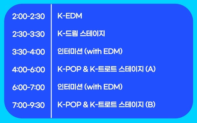 클릭 더 스타 뮤직페스티벌 타임테이블